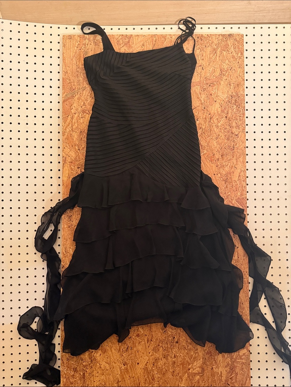 Y2K Hong Ni Collection formal fitted bias bodice ruffled sheer dress